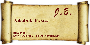 Jakubek Baksa névjegykártya